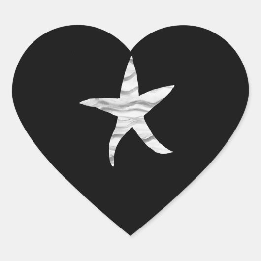 黒灰白の貝殻 カジュアルウェディング ハートシール (正面)