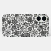 黒灰白レトロフラワーアートシームレスパターン Case-Mate iPhoneケース (裏面 (横))