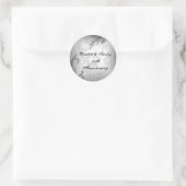 黒灰色のスクロール25th結婚 silverの記念日 ラウンドシール (バッグ)