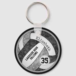 黒灰色のスクールカラーの女子バレーボール キーホルダー