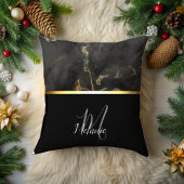 黒灰色の大理石金ゴールドモノグラム装飾用クッション クッション