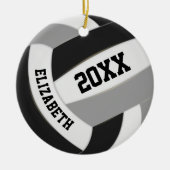 黒灰色の女の子の男の子はキープバレーボール セラミックオーナメント (正面)