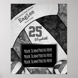 黒灰色の女子バレーボールチームの写真 ポスター