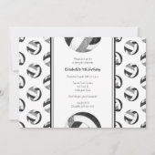 黒灰色の女子バレーボール誕生日パーティー 招待状 (正面)