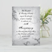 黒灰色の巻物 25周年記念 シルバーウエディングアニバーサリー 招待状 (スタンド正面)