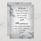 黒灰色の巻物 25周年記念 シルバーウエディングアニバーサリー 招待状 (正面/裏面)