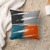 黒灰色の白いオレンジ色の明のブラシストロー絵を描ク クッション (ブランケット)