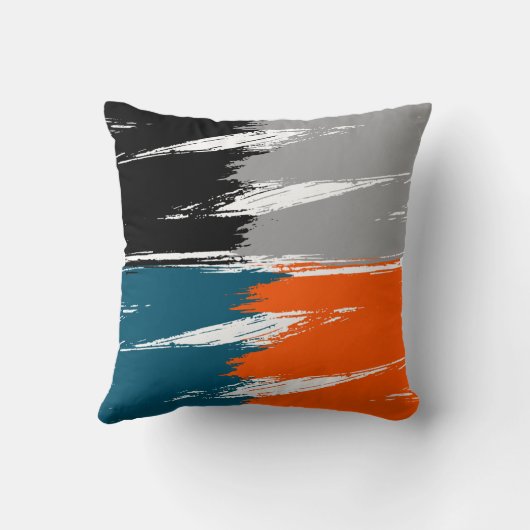 黒灰色の白いオレンジ色の明のブラシストロー絵を描ク クッション (裏面)