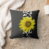 黒灰色の白い抽象芸術モダン(ひまわり) クッション (ブランケット)