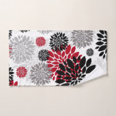 黒灰色の紅花文浴用タオルセット バスタオルセット (ハンドタオル)