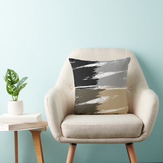 黒灰色の黄褐色のブラシ線絵を描 クッション (椅子)