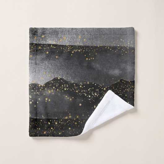 黒灰色グラディエント宇宙星宇宙 バスタオルセット (ウォッシュタオル)