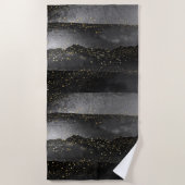 黒灰色グラディエント宇宙星宇宙 ビーチタオル (正面)