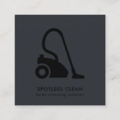 黒灰色シンプル掃除機クリーニングサービス スクエア名刺 (正面)
