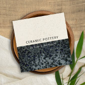 黒灰色セラミック釉陶磁器の斑入りテクスチャ スクエア名刺