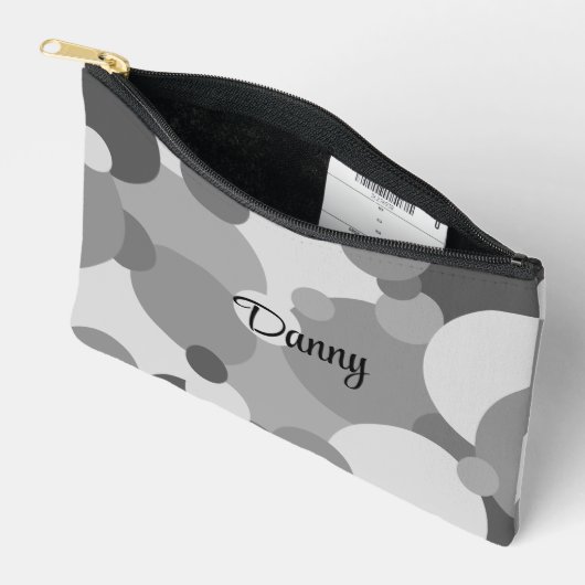 黒灰色パーソナライズされた分子トイレタリーポーチ アクセサリーポーチ (見開き)