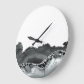 黒灰銀金属瑪瑙ストーン ラージ壁時計 (傾斜)