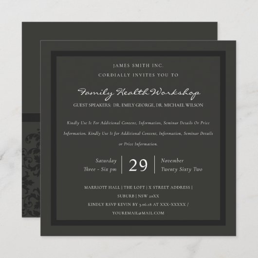 黒炭ダマスククラシックイベント 招待状 (正面/裏面)