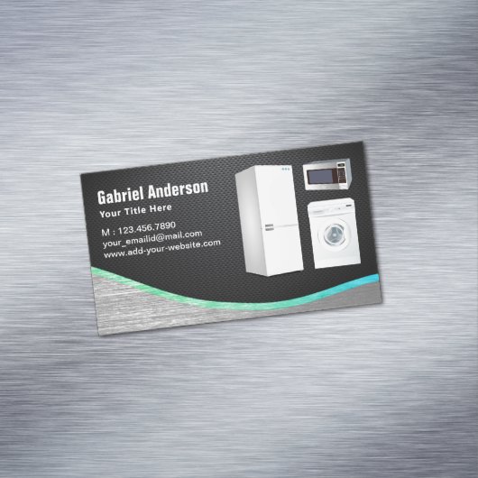 黒炭素繊維スチール家電製品修理 マグネット名刺 (インサイチュ)