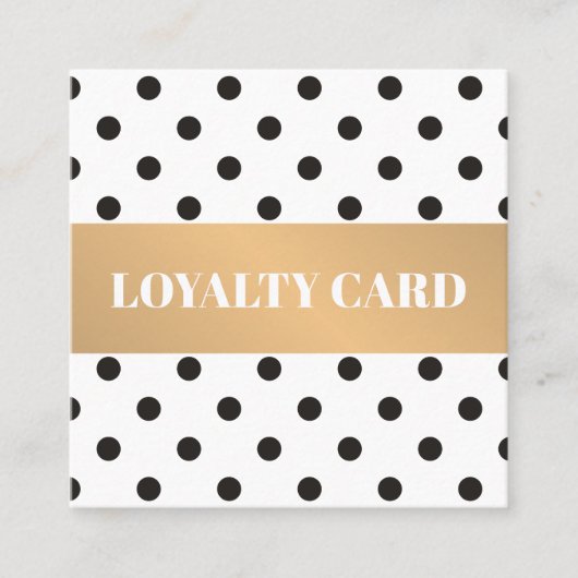 黒点々のあるエレガントフェイク金ゴールドストライプ美しい ロイヤリティカード (正面)
