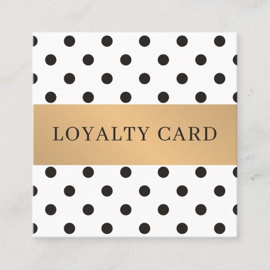 黒点々のあるエレガントフェイク金ゴールドストライプ美しい ロイヤリティカード (正面)