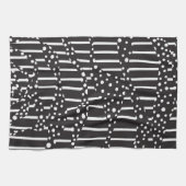 黒点とストライプ黒点の白2 キッチンタオル (横)