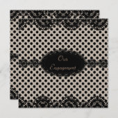 黒点モダン婚約パーティ招待状 招待状 (正面/裏面)