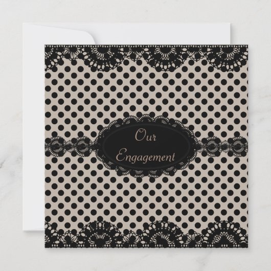 黒点モダン婚約パーティ招待状 招待状 (正面)