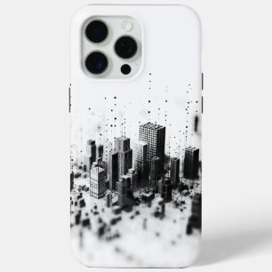 黒点描きモノクロ都市建築 iPhone 15 PRO MAXケース