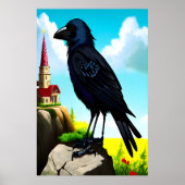 黒烏のポートレート | AIアートポスター ポスター (正面)