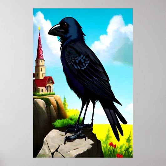黒烏のポートレート | AIアートポスター ポスター (正面)