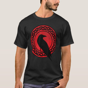 黒烏オカルト日本ゴシック様式の鳥赤い月 Tシャツ