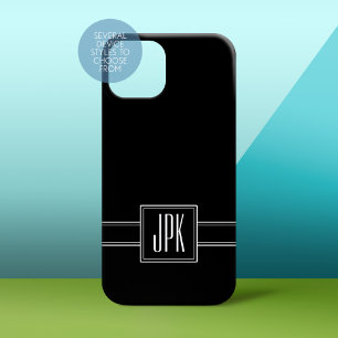 黒無地のとトリプルモノグラム iPhone 13 MINIケース