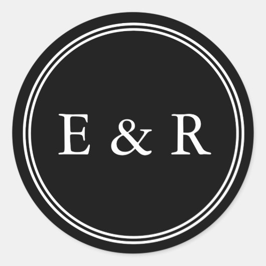 黒無地のと白の結婚詳細 ラウンドシール (正面)