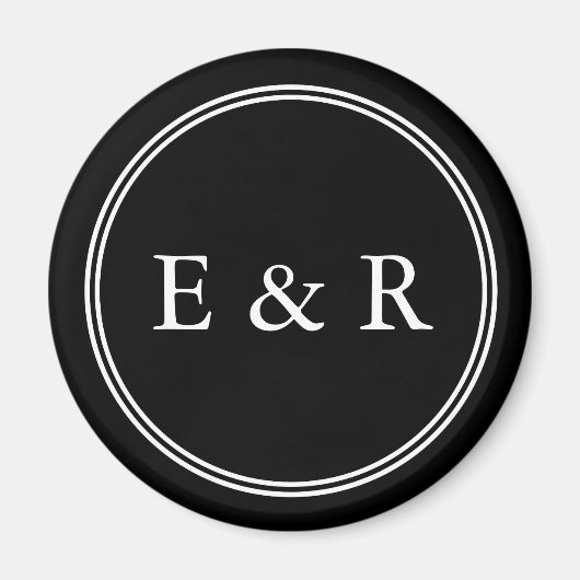 黒無地の白の結婚詳細 マグネット (正面)