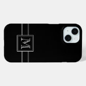 黒無地の白モノグ伝統的ラム Case-Mate iPhoneケース (裏面 (横))