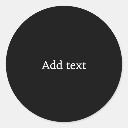 黒無地の白文字テンプレート ラウンドシール (正面)