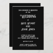 黒無地の結婚式招待状 招待状 (正面/裏面)