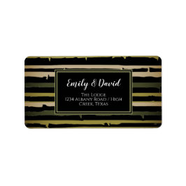 黒無地の緑の竹のストライプ ラベル