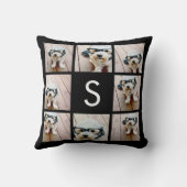 黒無地の色写真コラージュカスタムモノグラム クッション (裏面)