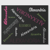 黒無地の色鮮やかな緑ピンク白カスタム色 ラッピングペーパー (フラット)