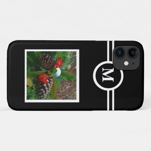 黒無地の、モノグラカスタムムイニシャル、あなたの写真 Case-Mate iPhoneケース (裏面(横))