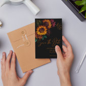 黒焦げオレンジ色のモノグラム結婚式の日付を保存 ポストカード