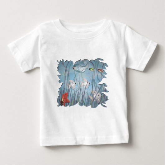 黒焼き魚水彩おもしろいスタイル ベビーTシャツ (正面)