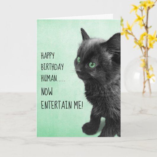 黒煙の子猫 カード (黄色い花)