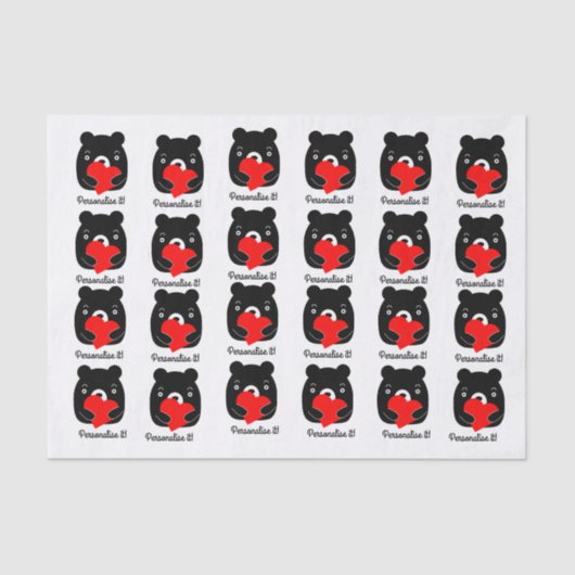 黒熊がハート 薄葉紙 (正面)