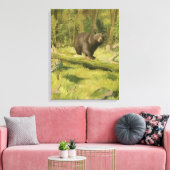 黒熊が木の幹を踏む キャンバスプリント (インサイチュ (リビング))