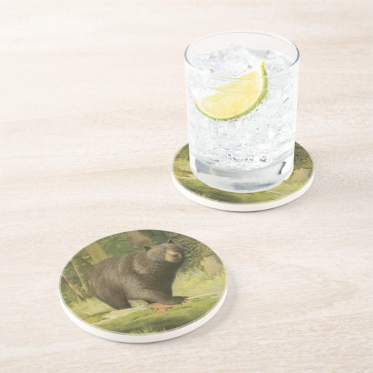 黒熊が木の幹を踏む コースター (側面)