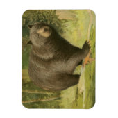 黒熊が木の幹を踏む マグネット (縦)