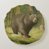 黒熊が木の幹を踏む ラウンドクッション (裏面)